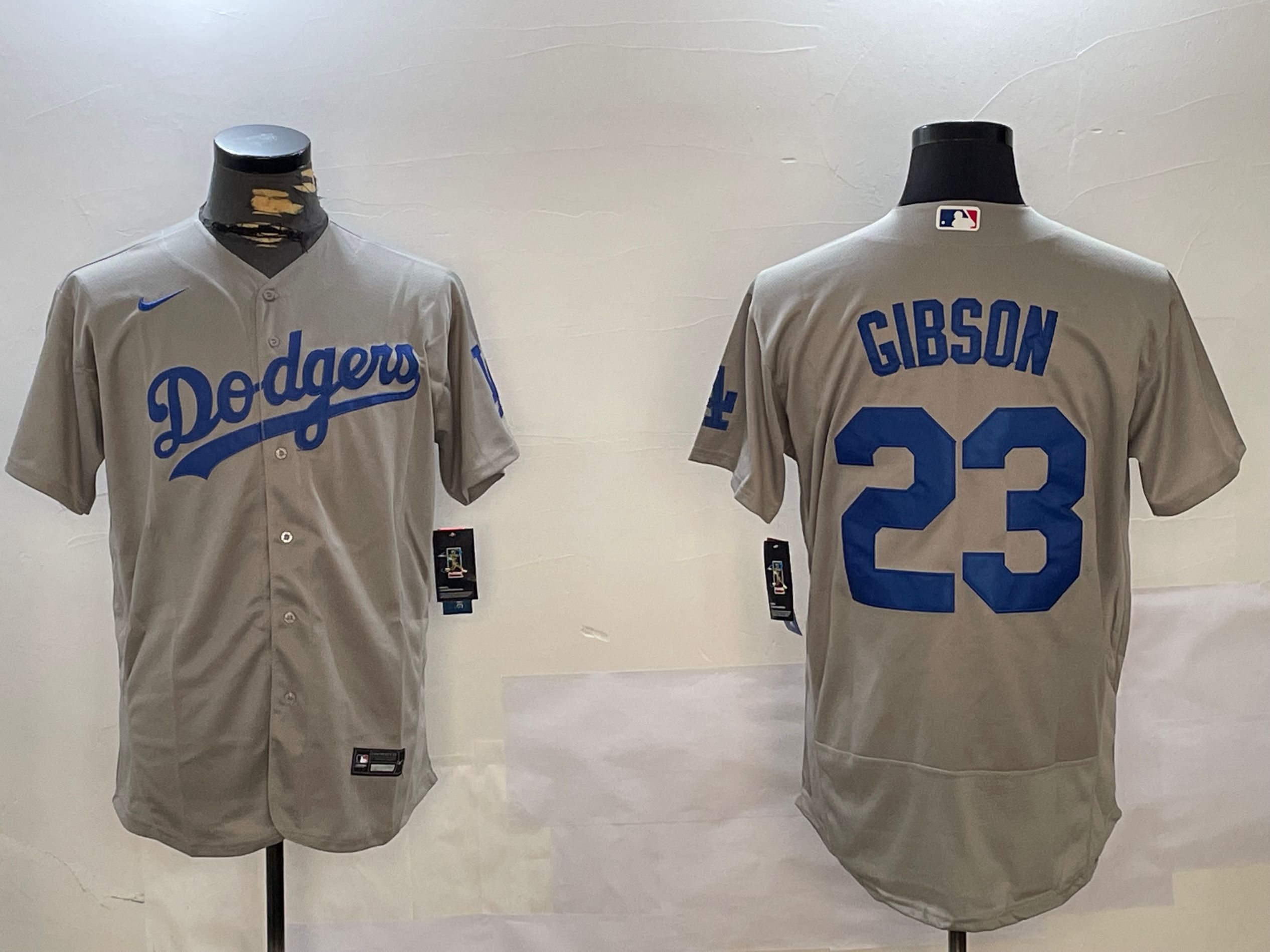 Men Los Angeles Dodgers #23 Gibson Grey Elite 2024 Nike MLB Jersey style 1216->los angeles dodgers->MLB Jersey